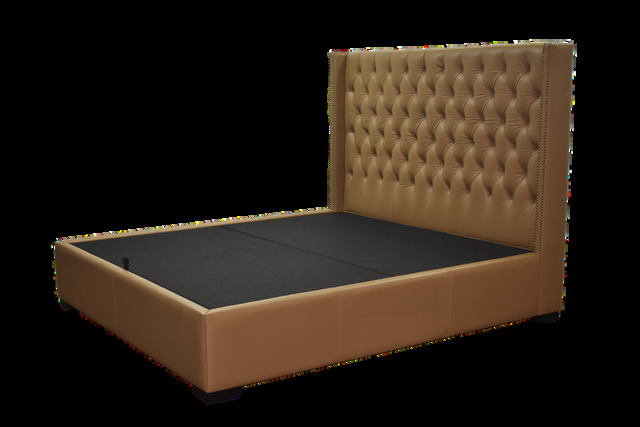 Tan Leather King Bed — custom furniture by Space K Bangkok, Heritage classic