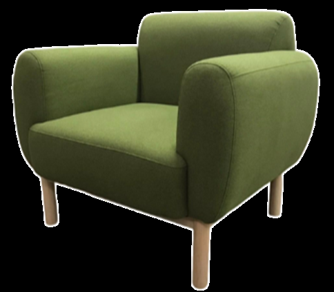 Olive Velvet Curved Armchair — custom furniture by Space K Bangkok, Belgian modern